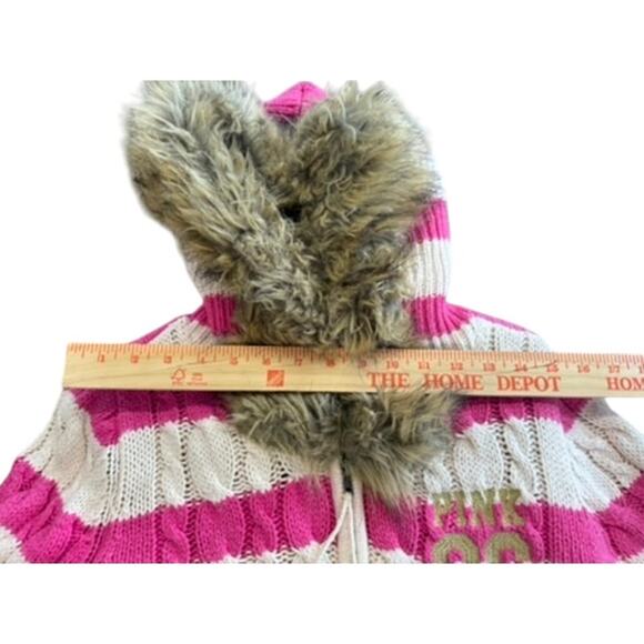 "PINK" RARE! Y2K Zip Up Hooded Faux Fur Lined Sweater SZ L 1986 Tween PLZ READ!! - Picture 11 of 16